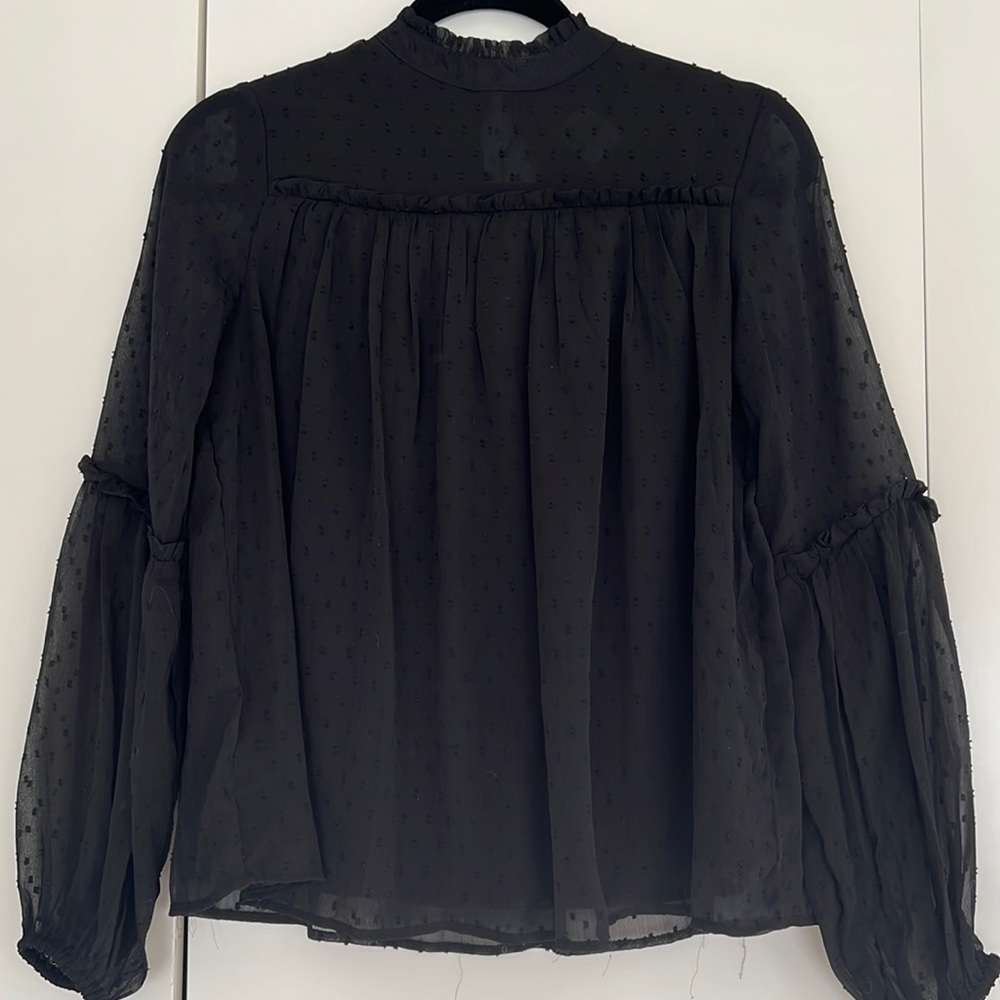 Black Chiffon Long Sleeve Top